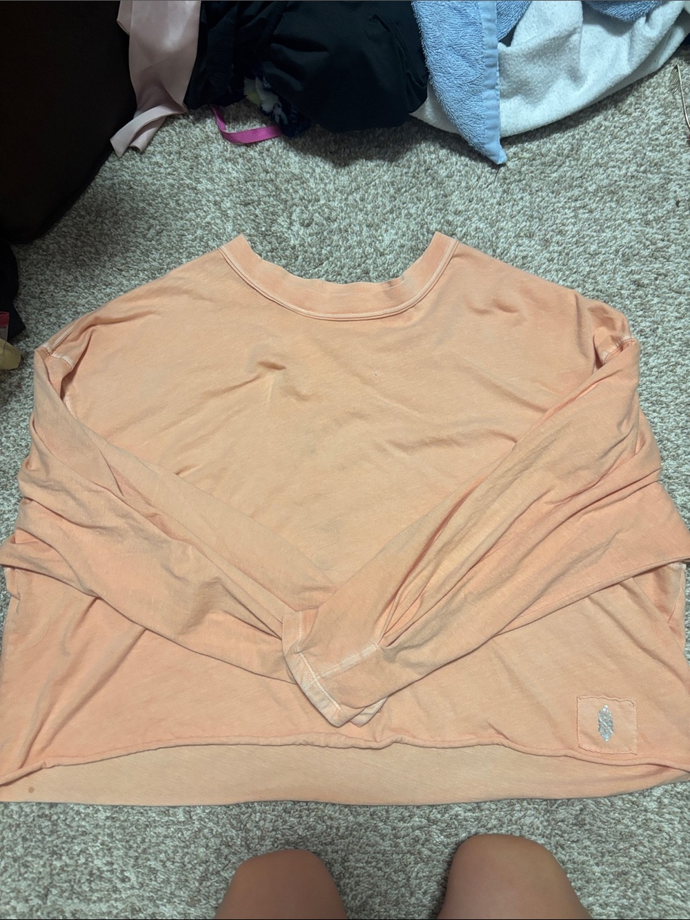 Free People Long Sleeve Tee in Peach